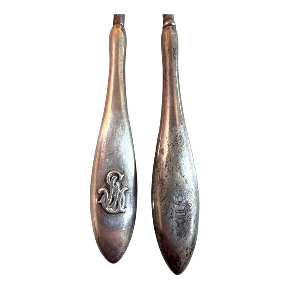 Antique Victorian Sterling Silver Button Hook Pair Monogrammed Lot Vintage - Picture 2 of 6